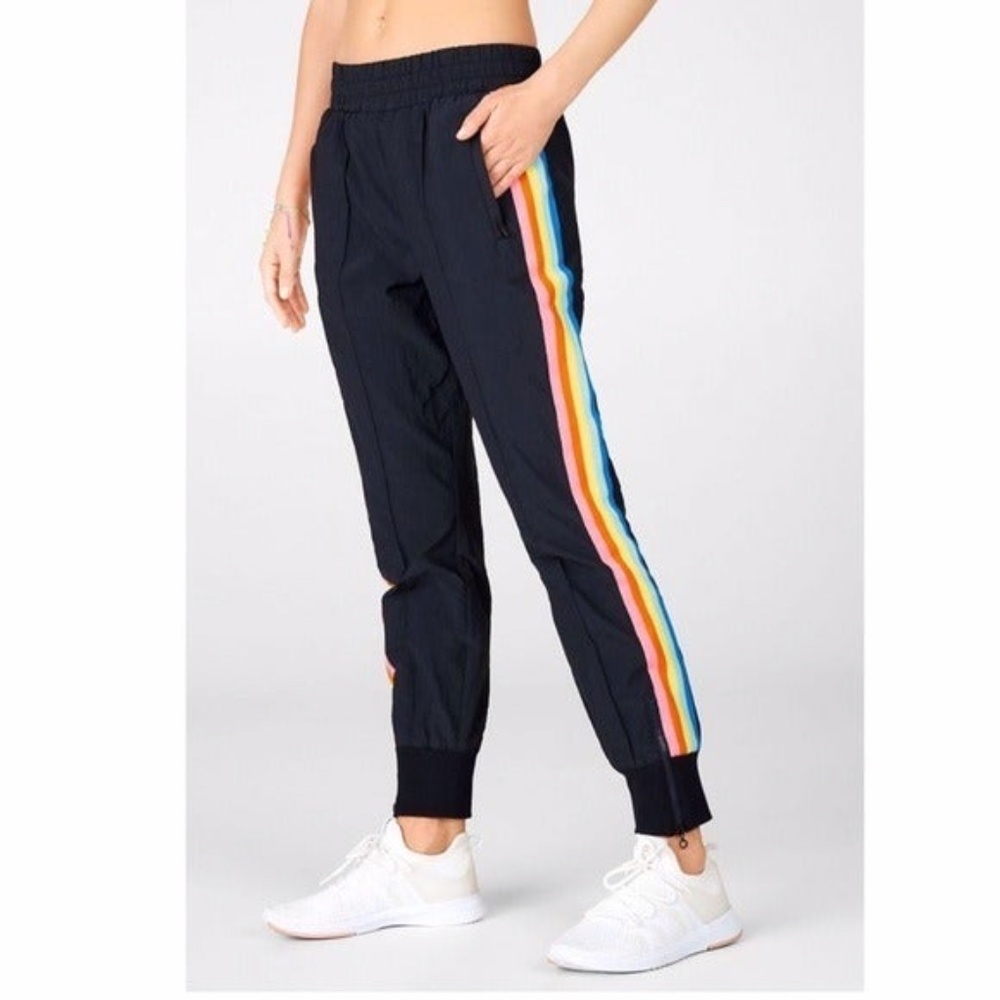 Fabletics nylon rainbow stripe pants